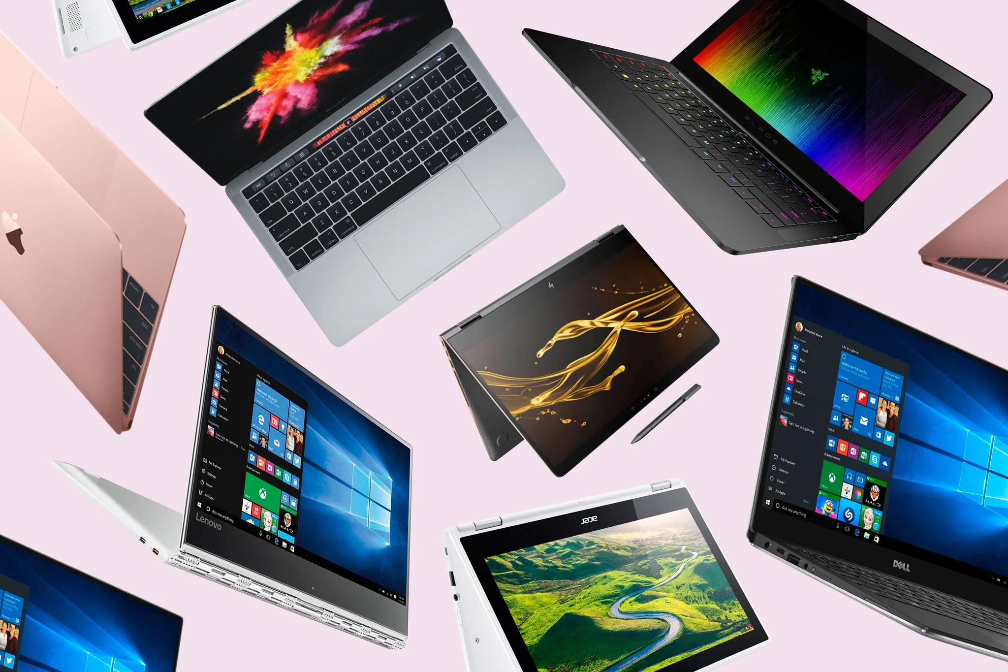 Collection of various laptops